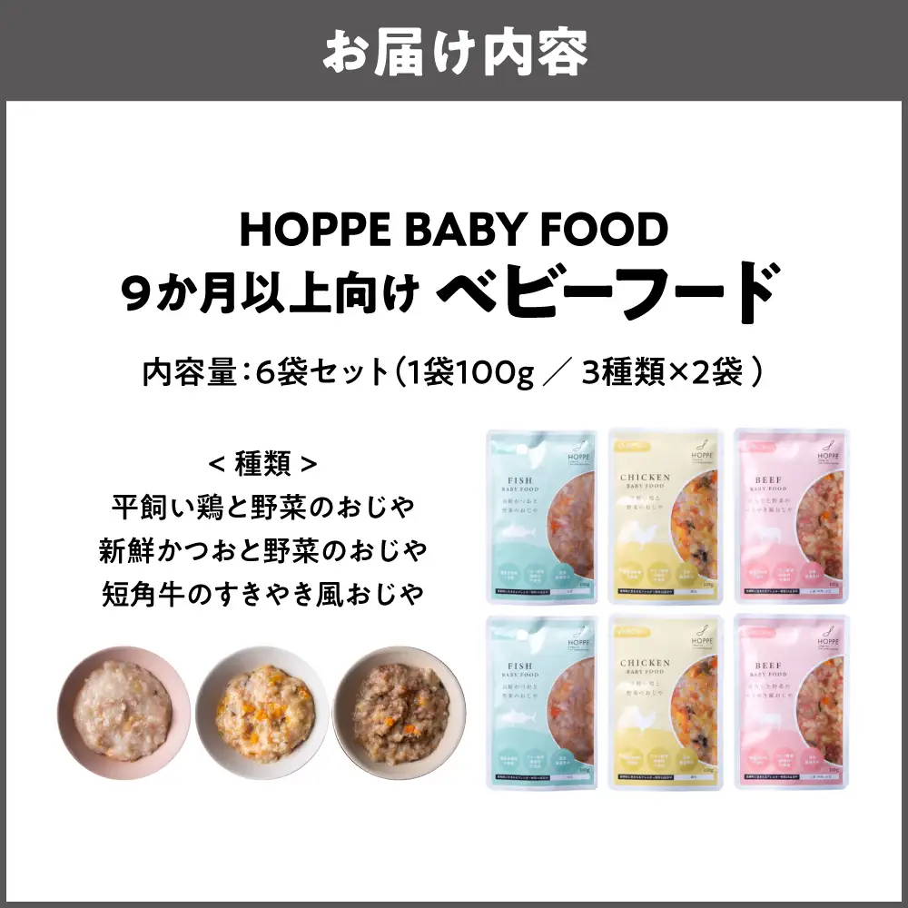 HOPPE BABY FOOD 9か月以上向けベビーフード　6袋セット_OS358-0001