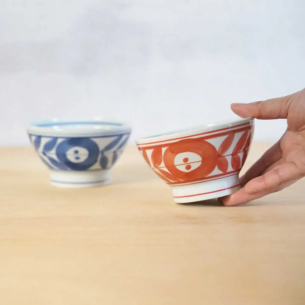【波佐見焼】ルリ木の葉くらわんか碗 軽量 茶碗 ペアセット【浜陶】[XA97]