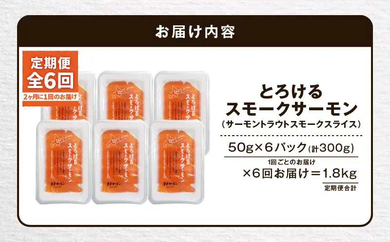 【全6回定期便（隔月）】【王子サーモン】とろけるスモークサーモン 計300g T041-T06-04 定期便 定期 魚