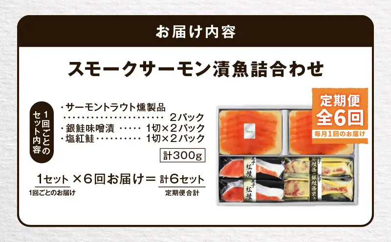 【全6回定期便（毎月）】【王子サーモン】スモークサーモン・漬魚詰合わせ T041-T10-03 定期便 定期 魚