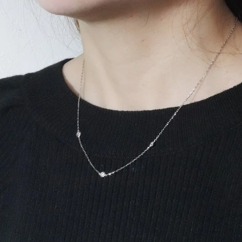 プラチナ 0.30ct ダイヤモンドステーションネックレス 山梨県 甲斐市 BQ-196