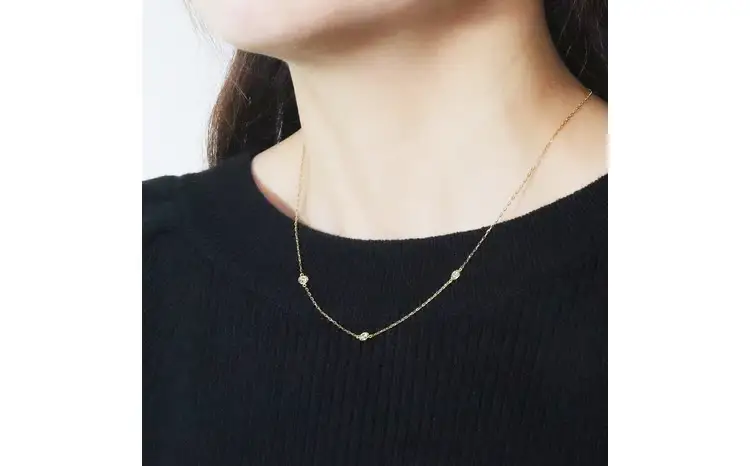 K18 0.30ct ダイヤモンドステーションネックレス 山梨県 甲斐市 BQ-197 