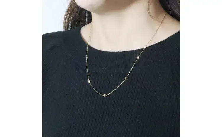 K18 0.55ct ダイヤモンドステーションネックレス 山梨県 甲斐市 BQ-200