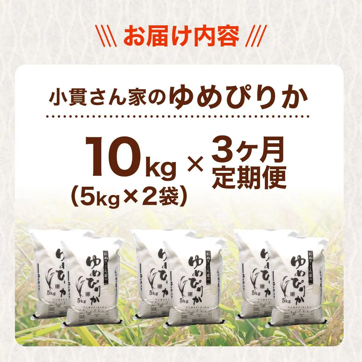 ◆R7年産◆ JGAP認証【おぬきさん家のゆめぴりか】10kg(5kg×2)  [ 3ヶ月定期便 ] ≪北海道伊達産≫ maru-006