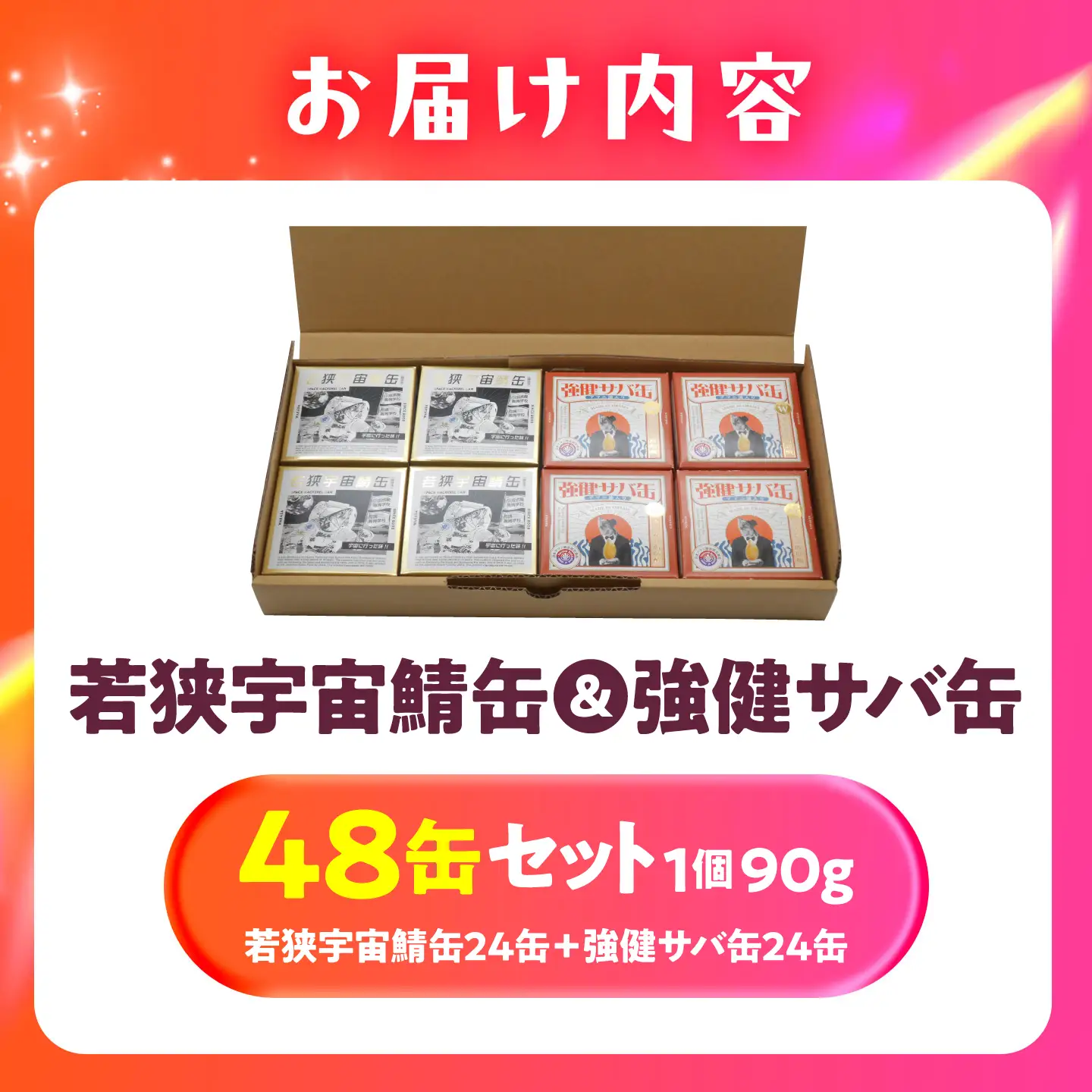 若狭宇宙鯖缶＆強健サバ缶アマニ油入り 食べ比べ48缶セット / サバ缶 鯖缶 宇宙日本食 アマニ油 オメガ3 保存食 小浜市 / 福井缶詰[BFAB084]