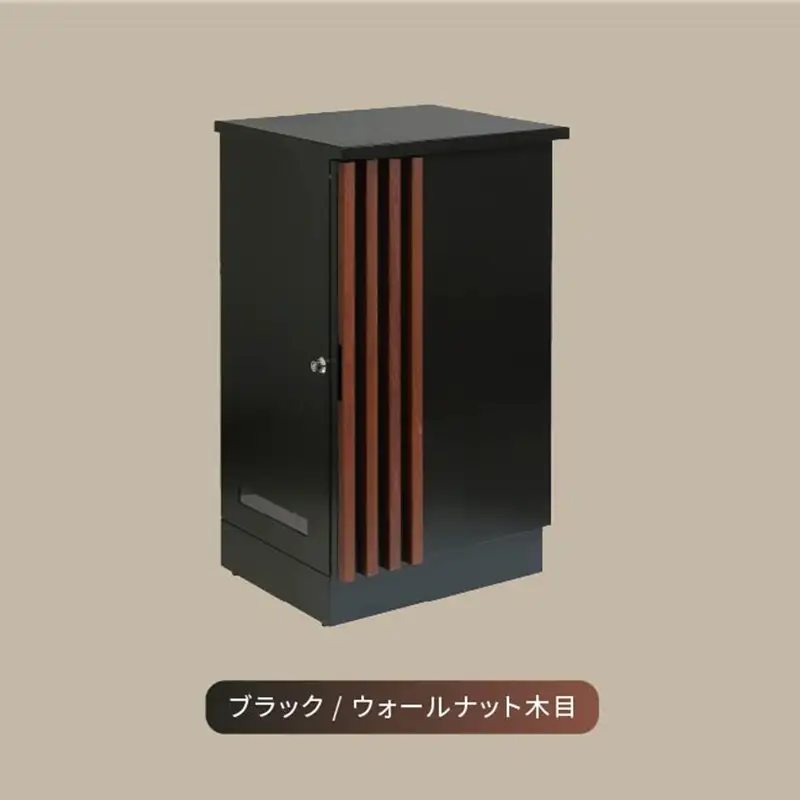 宅配ボックス Renzo レンツォ【ブラック/ウォールナット木目】《 宅配ボックス ボックス 鍵付き 簡易組み立て 》【2506N16709_01】