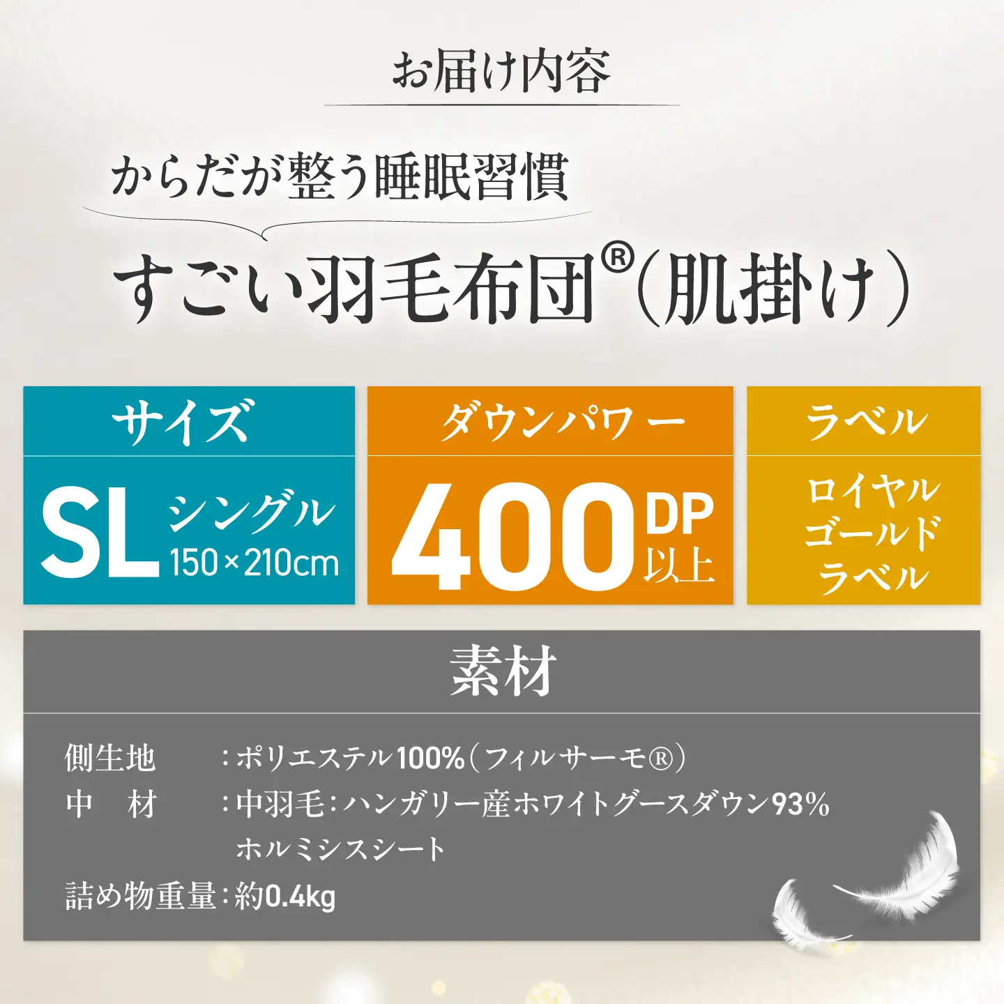 すごい羽毛布団(R)【肌掛け/シングルロングサイズ/カサブランカ】 糸島市 / くじめ屋[ADP017]