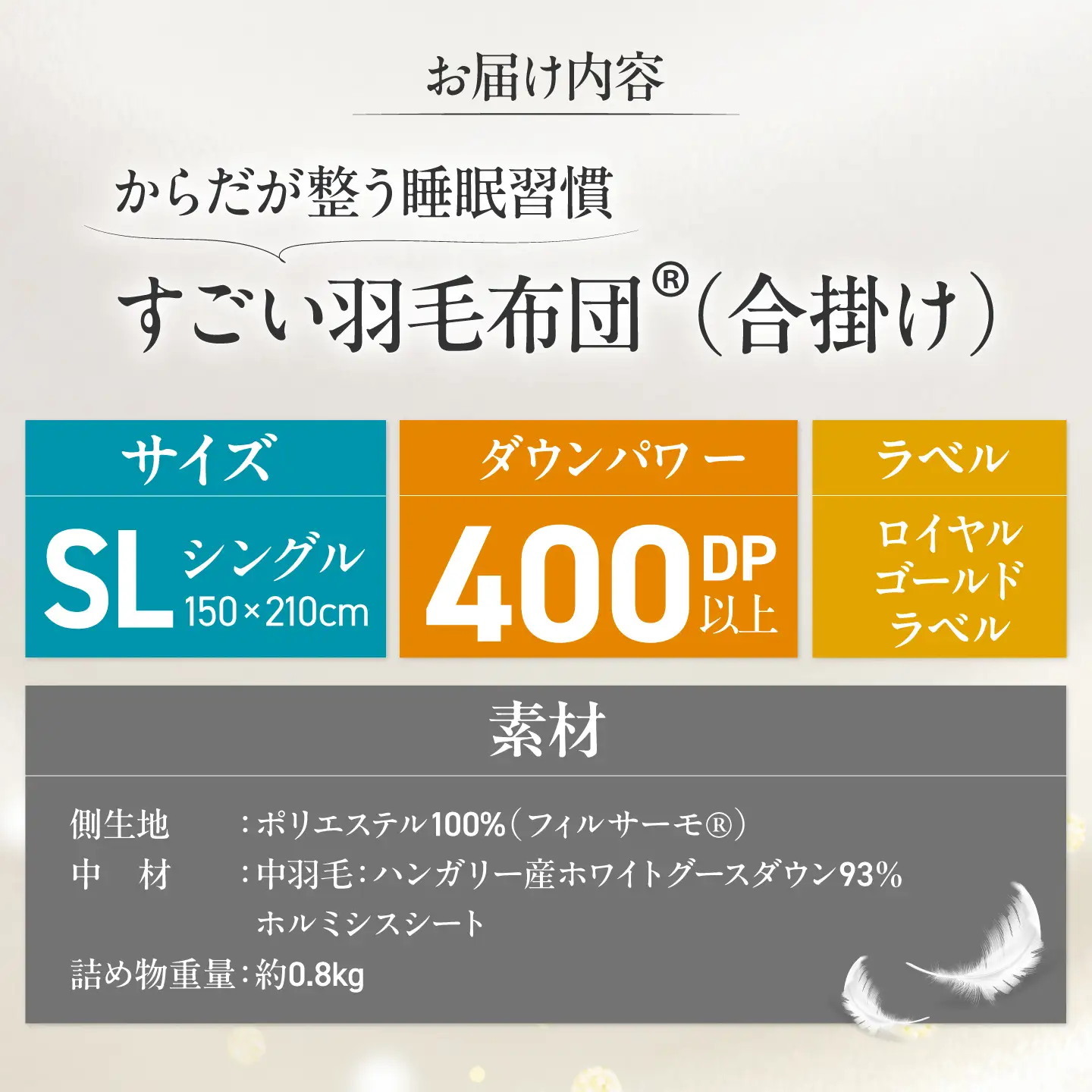 すごい羽毛布団(R)【合掛け/シングルロングサイズ/カサブランカ】 糸島市 / くじめ屋[ADP018]