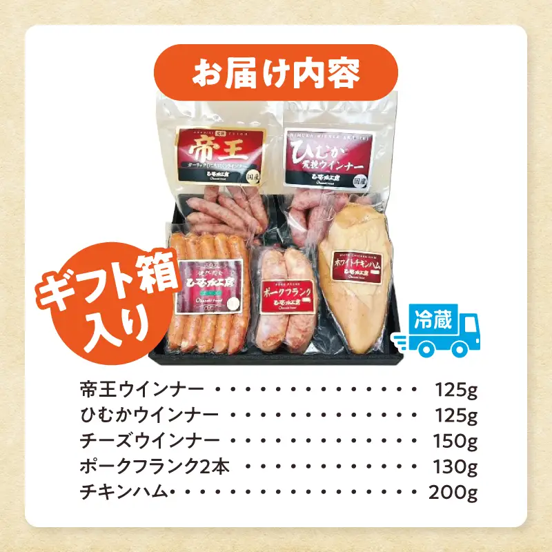 ひむか工房バラエティセットC(ギフト箱入) 5種 ウインナー フランク ハム