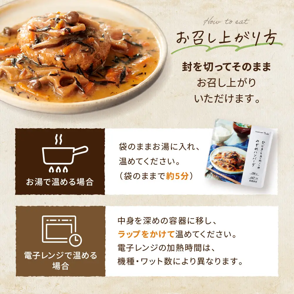 【3年保存】長期保存食 イザメシ Deli ひじきときのこのみぞれハンバーグ 20個／1ケース 非常食 保存食 防災 備蓄 和食