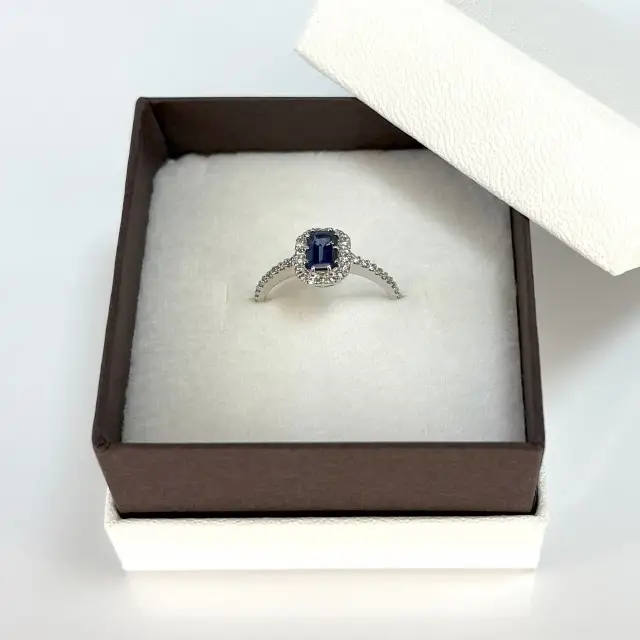 プラチナ サファイア ダイヤ取巻 リング　R0001