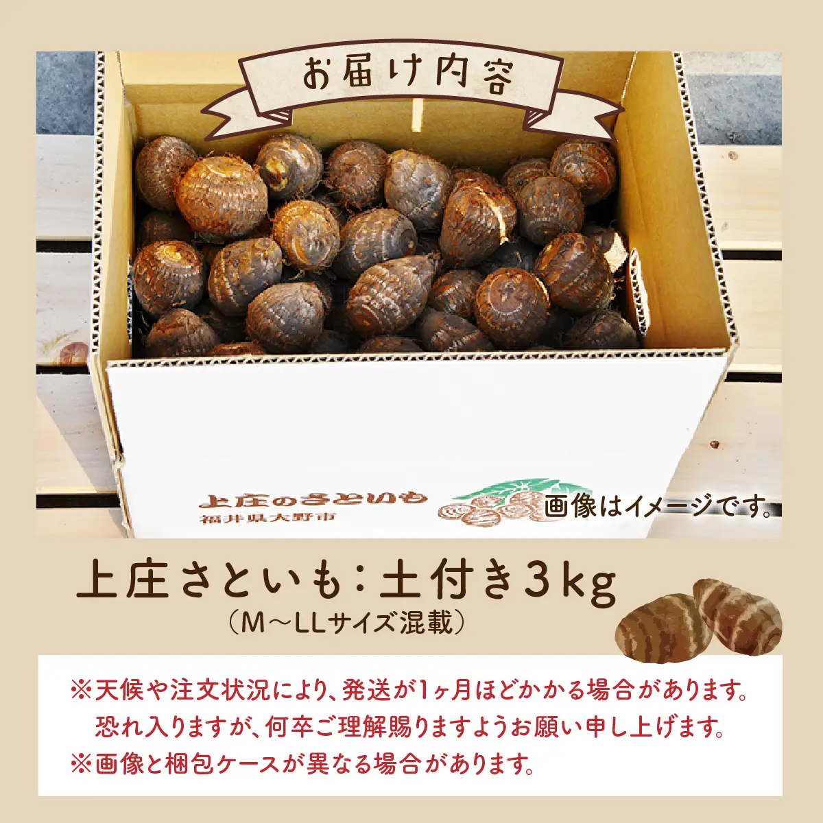 【先行予約】【11月発送分】上庄産さといも3kg 有機肥料配合 減農薬栽培 [A-005007_01]