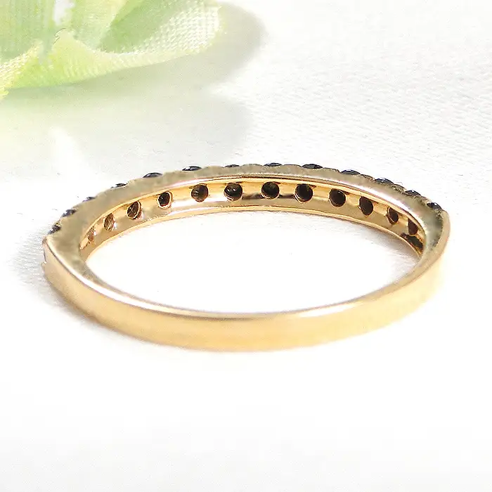 指輪 K18YG イエローゴールド ハーフエタニティ リング ブラックダイヤモンド 0.5ct メンズ レディース  5～22号 シンプル ジュエリー山梨県 南アルプス市 【180-k18ygm】 ALPAZ196