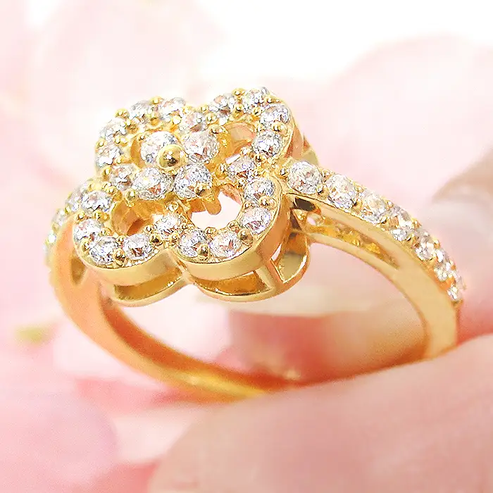 指輪 レディース リング  K18YG イエローゴールド ダイヤモンド 0.61ct クローバー 四つ葉 花 モチーフ ダイヤリング ジュエリー 山梨県 南アルプス市 【f259-k18yg-d】 ALPAZ206