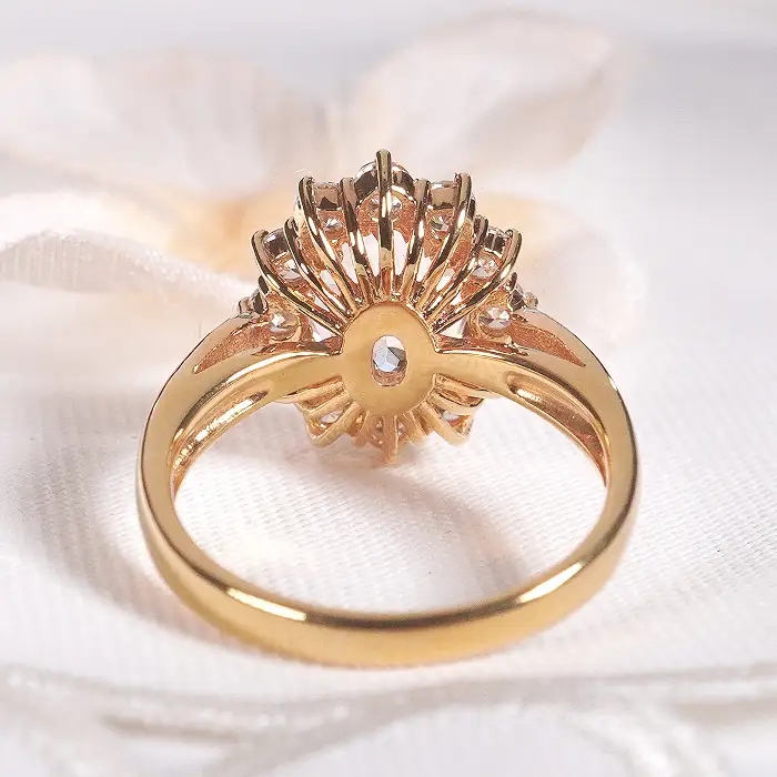 指輪 レディース リング K18YG イエローゴールド オーバル モルガナイト 約1.8ct ダイヤモンド0.6ct 取り巻き 誕生石 大粒 アンティーク ジュエリー 山梨県 南アルプス市 【f297-mo-k18yg】 ALPAZ209