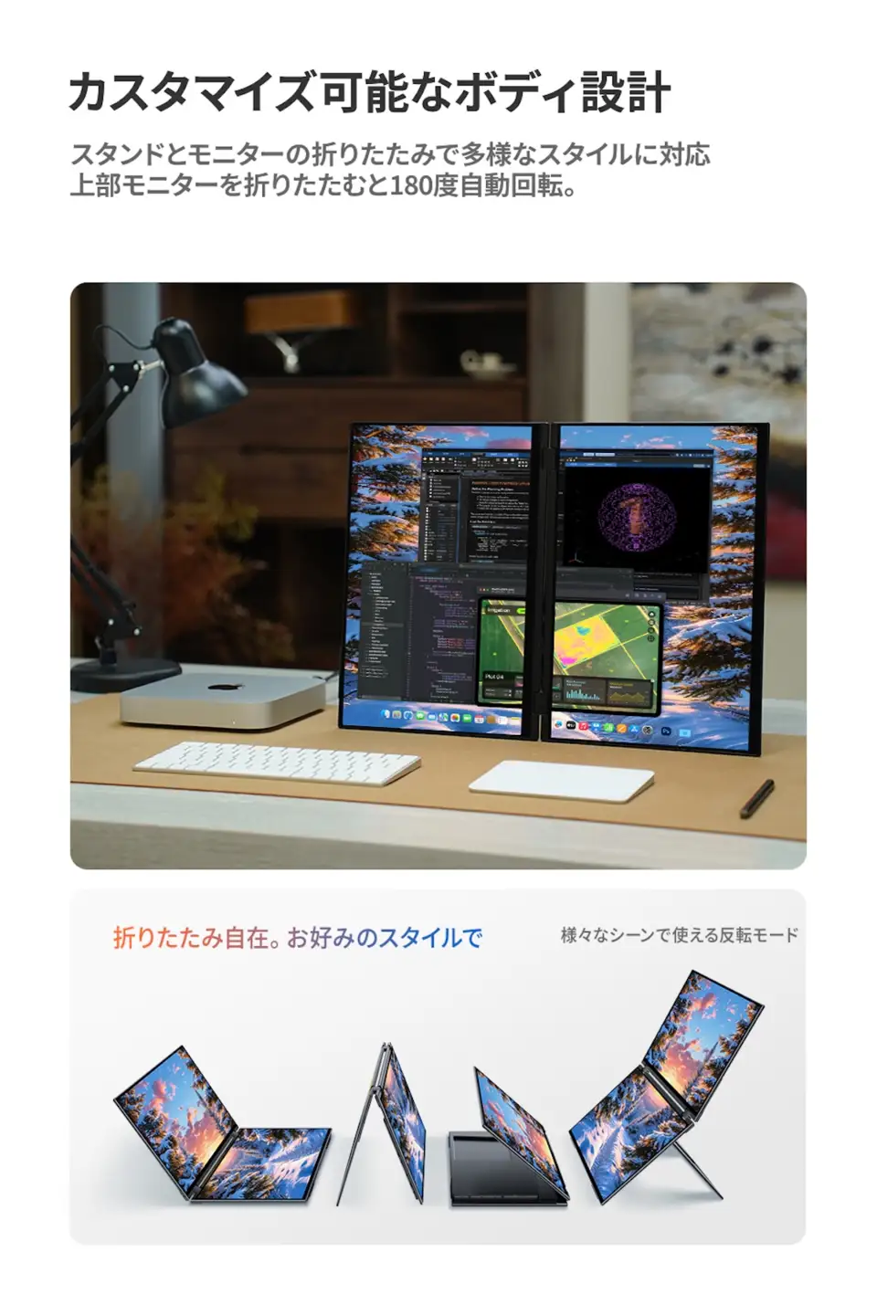 EHOMEWEI デュアルモニター QLED 16インチ 2.5K 薄型6mm [1312]