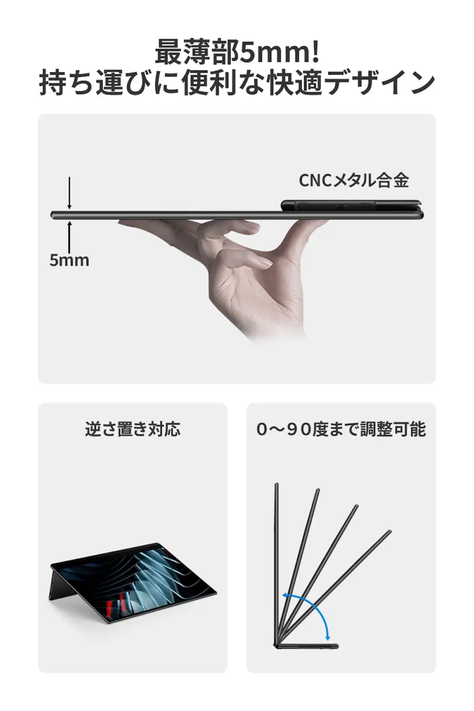 EHOMEWEI モバイルモニター IPS タッチパネル 16インチ 2.5K 薄型6mm [1315]
