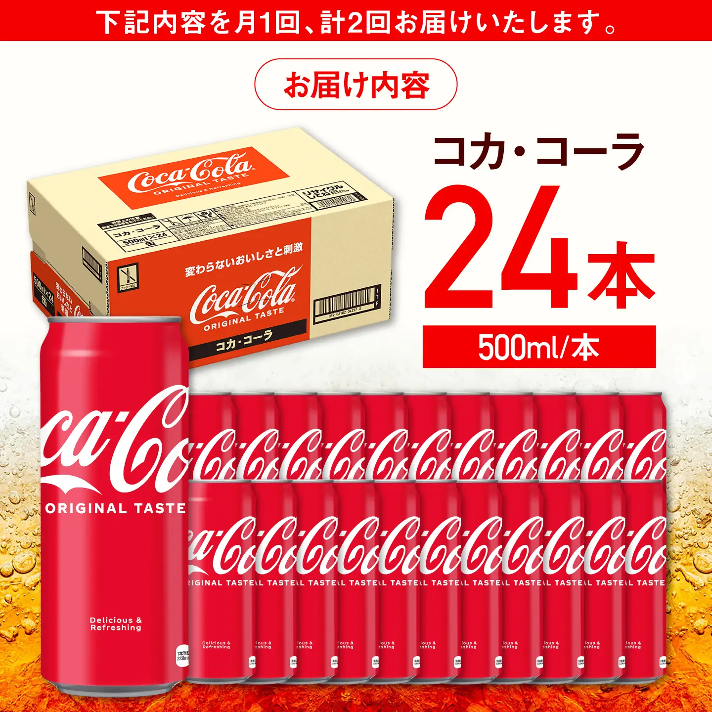 【全2回定期便】 コカ・コーラ 500ml×24本 / 炭酸飲料 ドリンク ジュース / 佐賀県 / コカ・コーラボトラーズジャパン株式会社[41AFAO043]