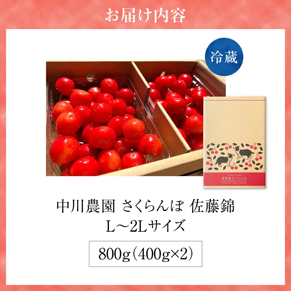 2027年発送【先行予約】令和9年産 さくらんぼ 佐藤錦【L～2Lサイズ】400g×2 【合同会社中川農園】_Y141-0004