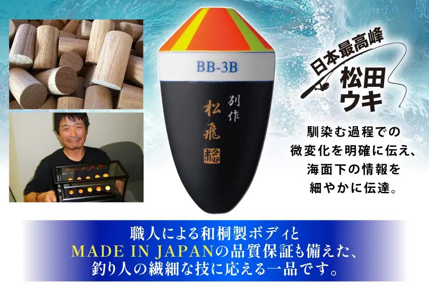 ウキ 釣り 松田ウキ 松飛別作ピエル 黒 B-B号
