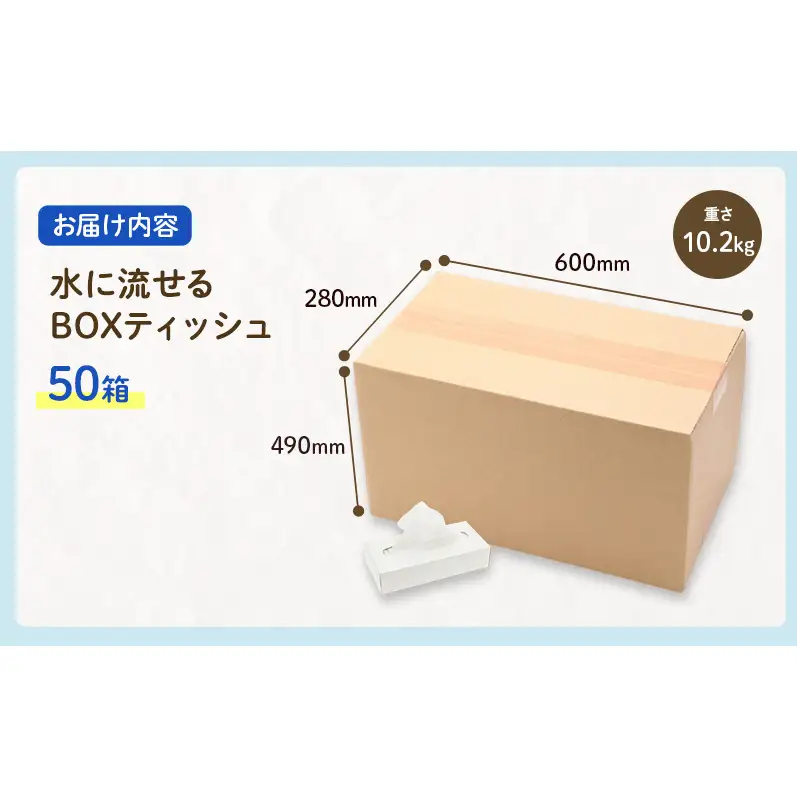 BOXティッシュ 水に流せる BOXティッシュ【50箱】【定期便 3回】