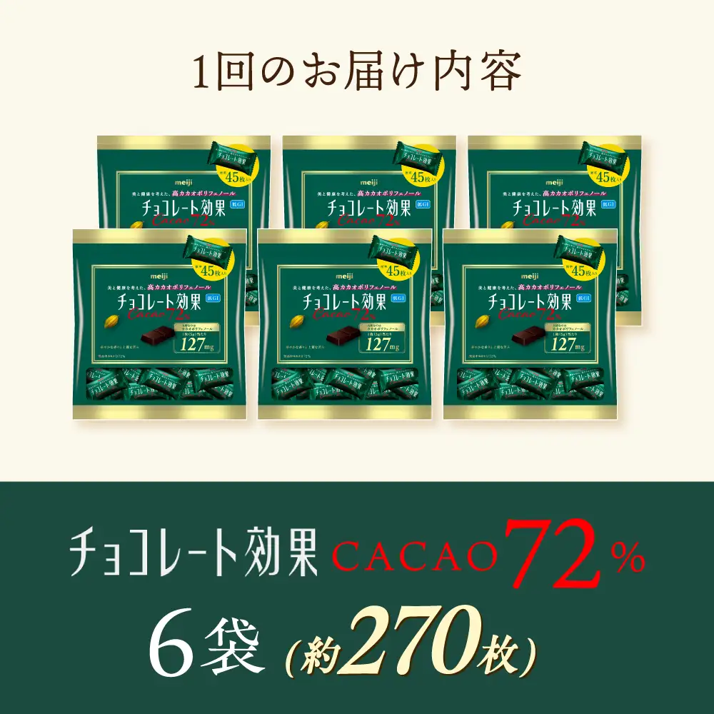 【全2回定期便】【2ヵ月に1回お届け】 チョコレート効果カカオ72％大袋 6袋 チョコレート ビターチョコ 高カカオ 明治 大容量 大阪府高槻市/株式会社 丸正高木商店[AOAA076]