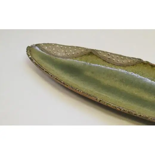 銀彩オーバル皿 和食器 長皿 平皿 陶芸品《受注制作》作品 インテリア オブジェ 皿 楕円皿 長皿 和食器 おすすめ おしゃれ スタイリッシュ モダン プレート 陶芸 手作り 陶器 陶芸作家