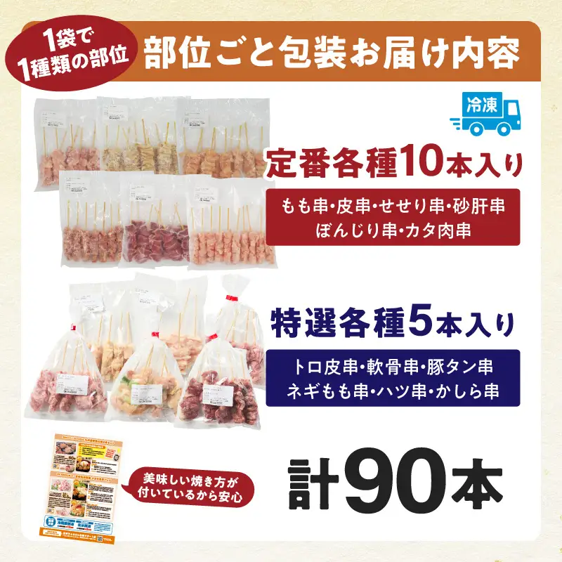 鶏肉 焼き鳥 鶏肉 [最速便 若鶏 12種(90本) 盛り合わせ]