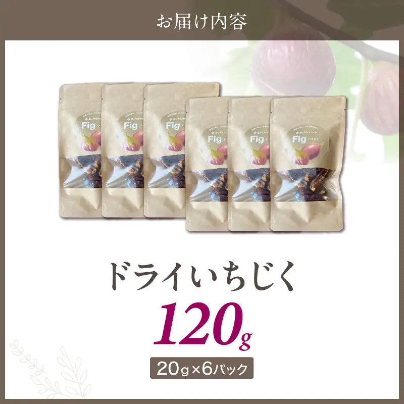 【無添加・砂糖不使用】農家が本気で作ったドライいちじく（20g×6パック） ドライフルーツ 完熟果実 乾燥 自然派 シンプル やさしい 甘い プチプチ イチジク 無花果 H164-013
