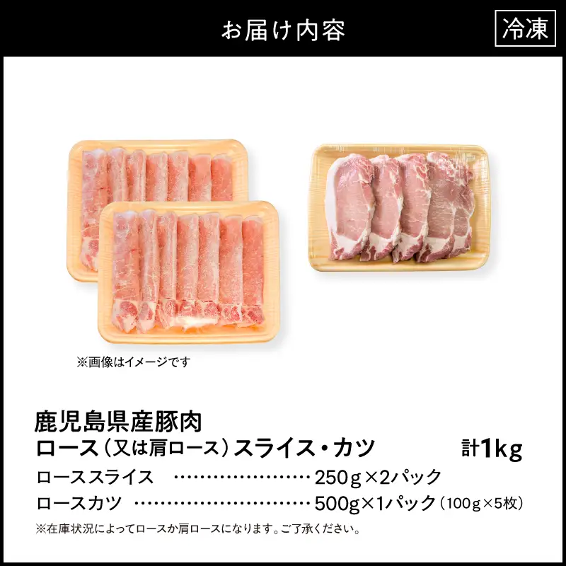 鹿児島県産 豚肉 ロース（ 又は 肩ロース ） スライス （500g）・ カツ （5枚） セット KN179-004-01 肉 豚
