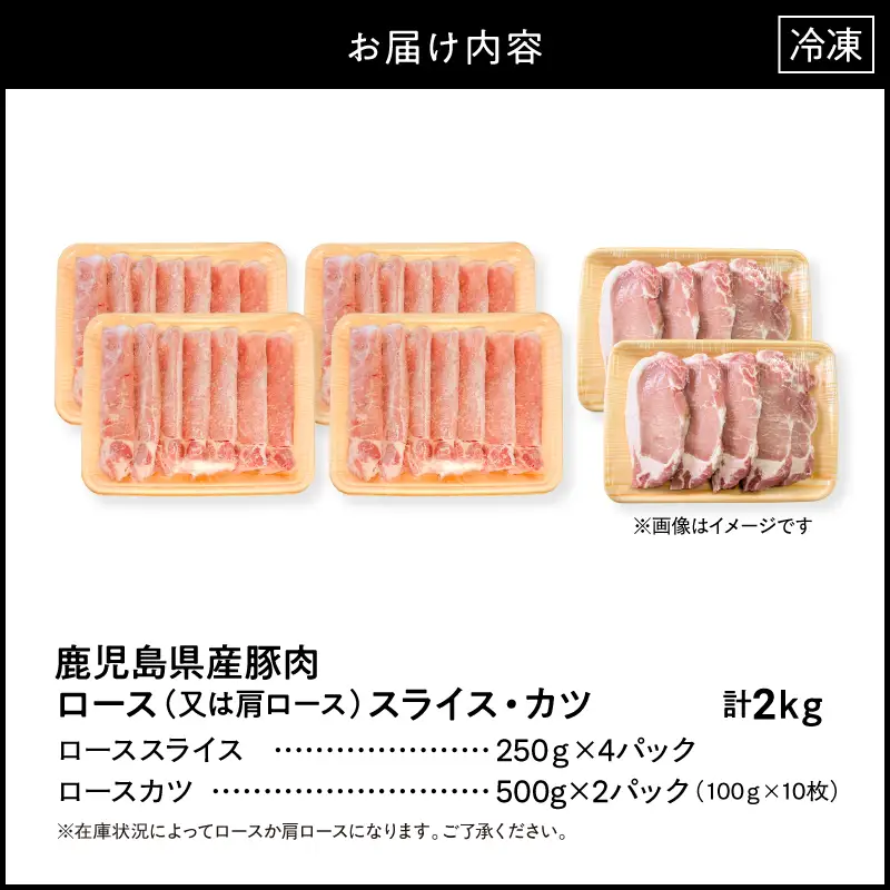 鹿児島県産 豚肉 ロース（ 又は 肩ロース ） スライス （1,000g）・ カツ （10枚） セット KN179-004-02 肉 豚