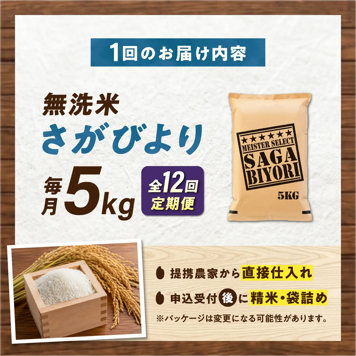 【12回定期便】 無洗米 さがびより 5kg（5kg×1袋） 無洗米 お米 白米 精米 佐賀県産 米 /大塚米穀店[UFE004]