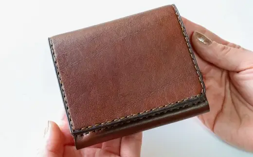 【neoclassic】 牛本革 コンパクト財布 （Dark Brown） 牛革 本革 レザー 姫路レザー 財布 コンパクトウォレット ウォレット ハンドメイド コンパクトサイズ 手のひらサイズ 北海道 小樽市