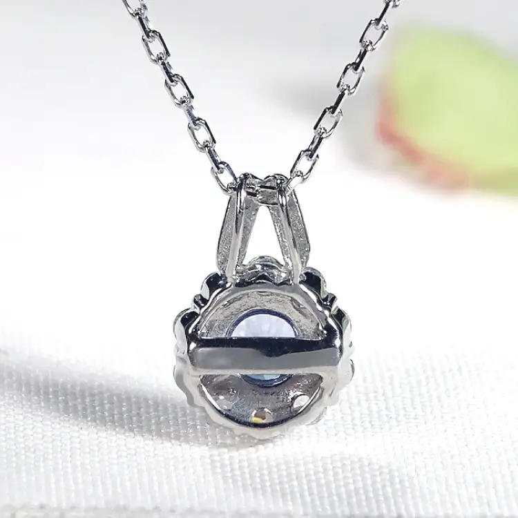 ネックレス プラチナ PT900 タンザナイト 取り巻き ダイヤモンド 0.2ct フラワー ペンダント 【f218-ta-pt】