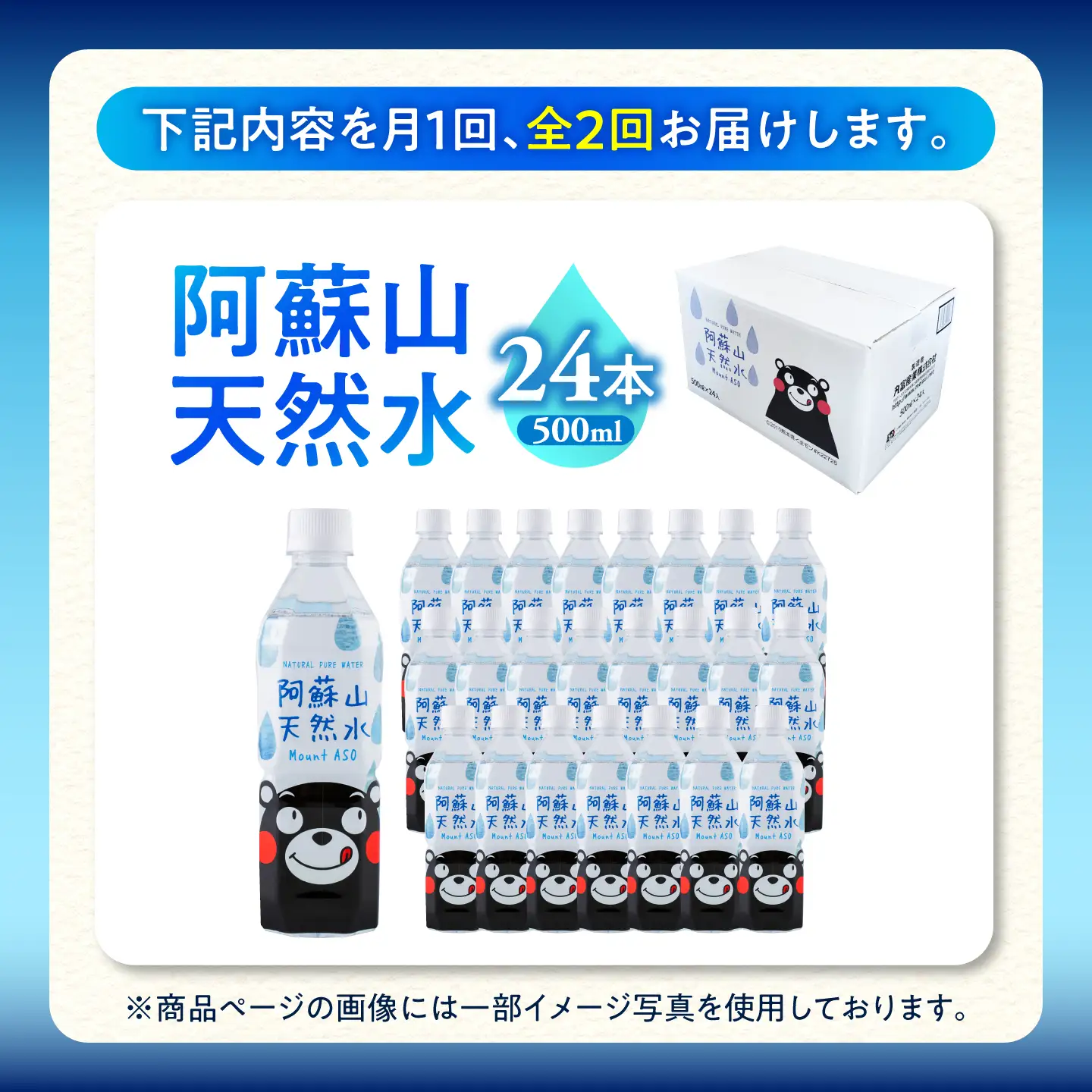 【全2回定期便】熊本 阿蘇山天然水 500ml × 24本 1ケース 天然水 水 ミネラルウォーター 保存 2年 【丸富産業株式会社】[AYDB007]