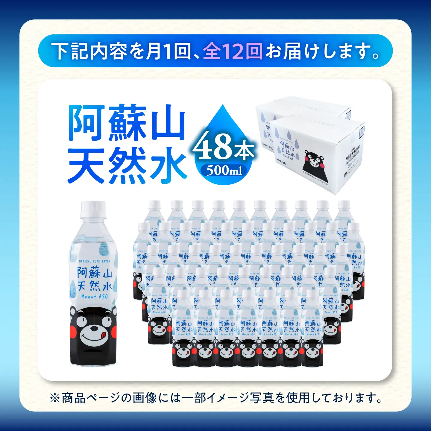【全12回定期便】熊本 阿蘇山天然水 500ml × 24本 2ケース（計48本） 天然水 水 ミネラルウォーター 保存 2年 【丸富産業株式会社】[AYDB018]
