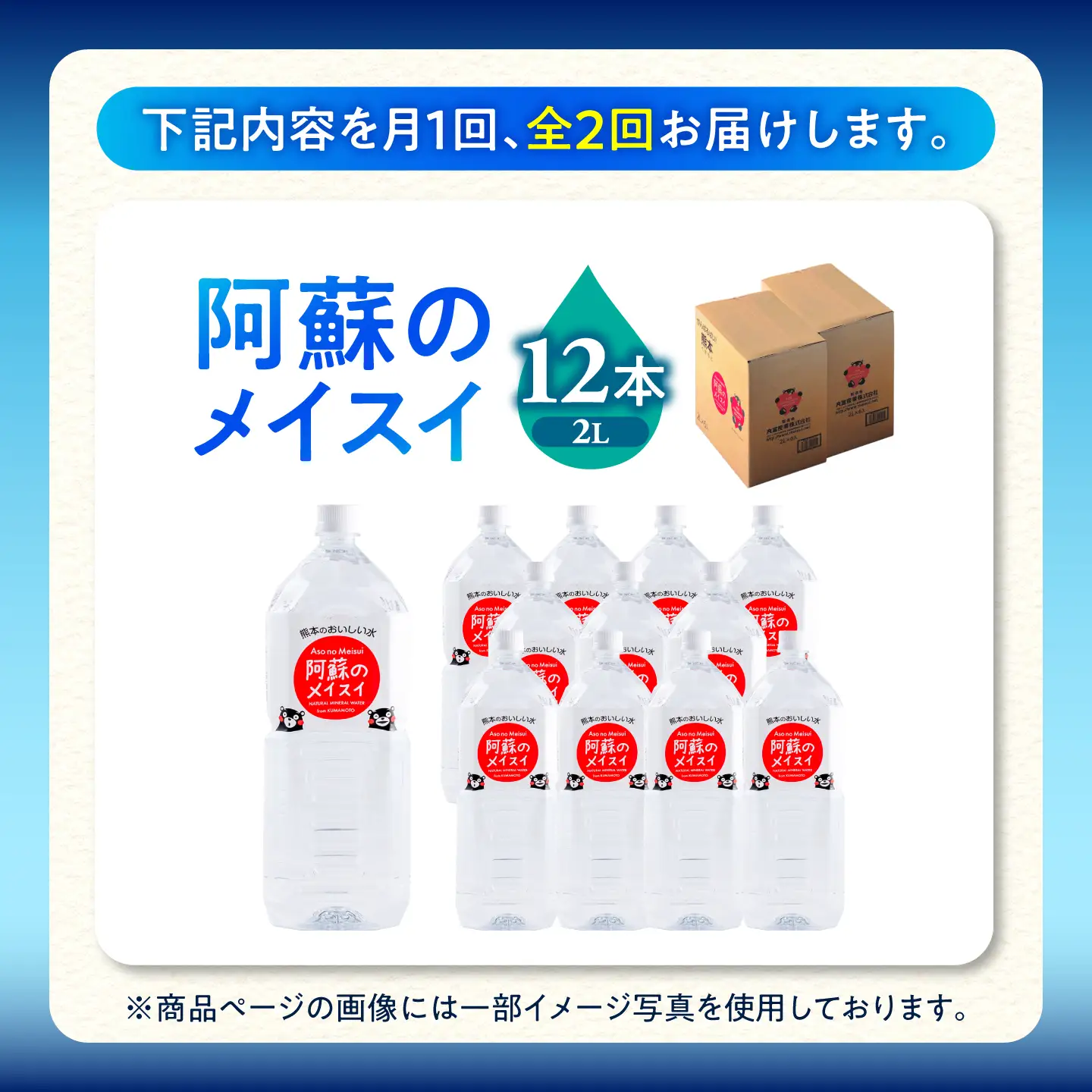 【全2回定期便】熊本 阿蘇のメイスイ 2L × 6本 2ケース（計12本） 天然水 水 ミネラルウォーター 保存 2年 【丸富産業株式会社】[AYDB027]