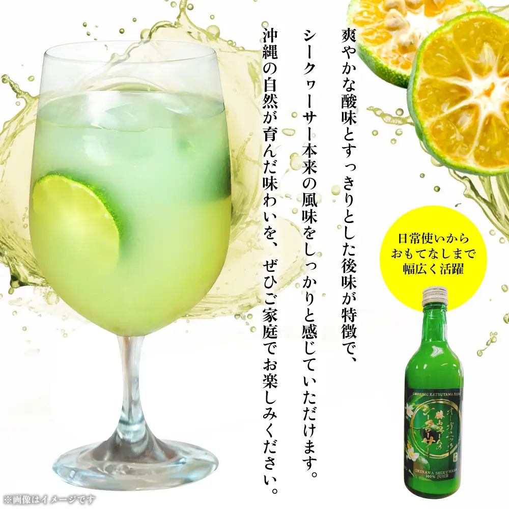 勝山ファームのシークヮーサージュース 500ml×1本 シークヮーサー ジュース 沖縄 家庭用 原液 果汁 沖縄県産 炭酸 ギフト お土産 ご当地 健康 さっぱり 濃厚 １００％ ドリンク 飲み切り セット まとめ買い 飲み物