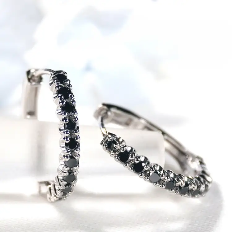 ピアス フープピアス プラチナ PT900 ブラックダイヤモンド 0.36ct 【f215-bd-pt】
