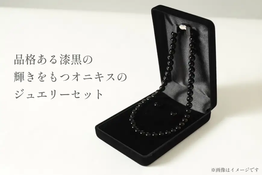 AK014-b Marycoco オニキス 8mm珠 ネックレス イヤリング セット 