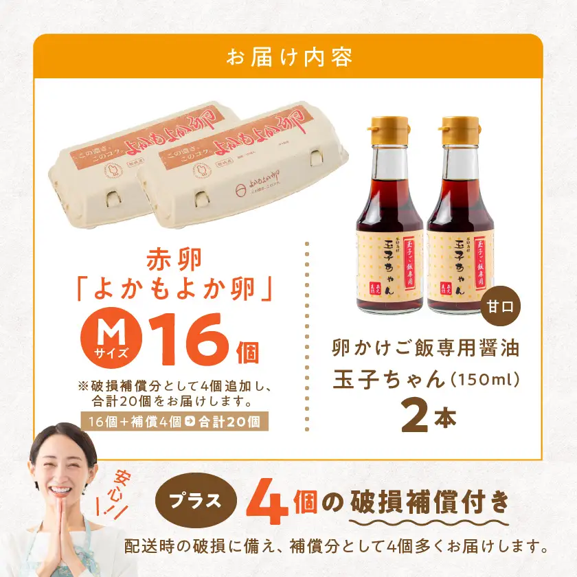 「よかもよか卵」のたまごかけご飯セット〔LG8-29-012〕_(都城市) きみ恋卵 Ｍサイズ 醤油 たまごかけご飯専用醤油「玉子ちゃん」 甘口 卵かけご飯 朝ごはん 朝食