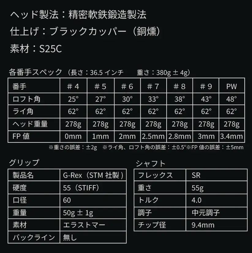 NOOG_ワンレグスアイアン（6本セット:#4～#9)／ゴルフアイアン　ゴルフクラブ　ゴルフ　アイアンセット.970BA01N