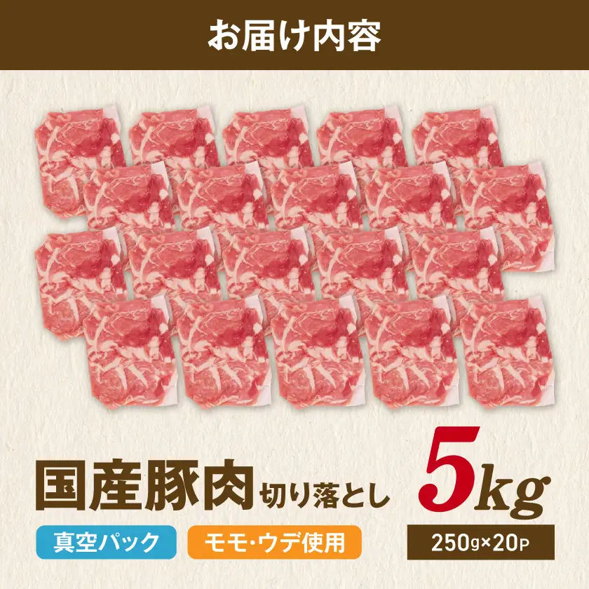 国産豚肉切り落とし5kg(250g×20P)〔MJ-89-008-5kg〕_(都城市) 