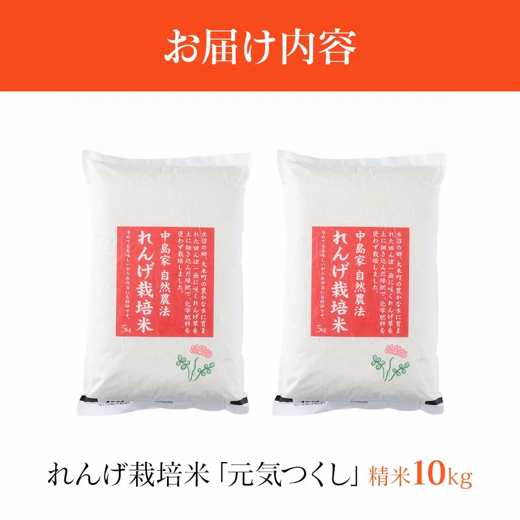 令和8年産 予約 れんげ農法栽培米「元気つくし」（精米10㎏） BI23