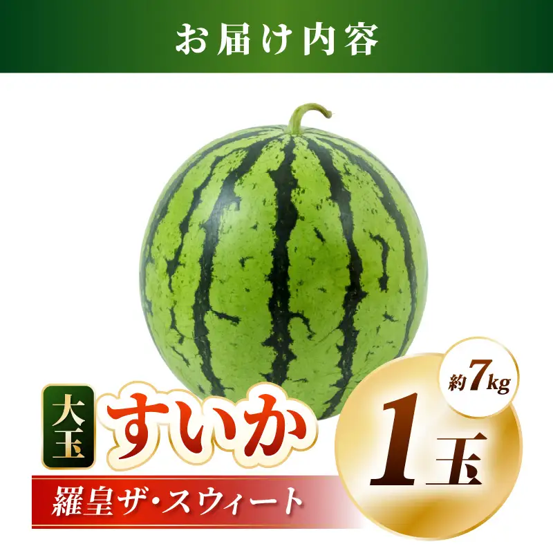 【先行予約】藤重農園の露地スイカ 羅皇ザ・スイート １玉（約7kg）※2027年7月中旬以降順次発送 [aw083-a004]