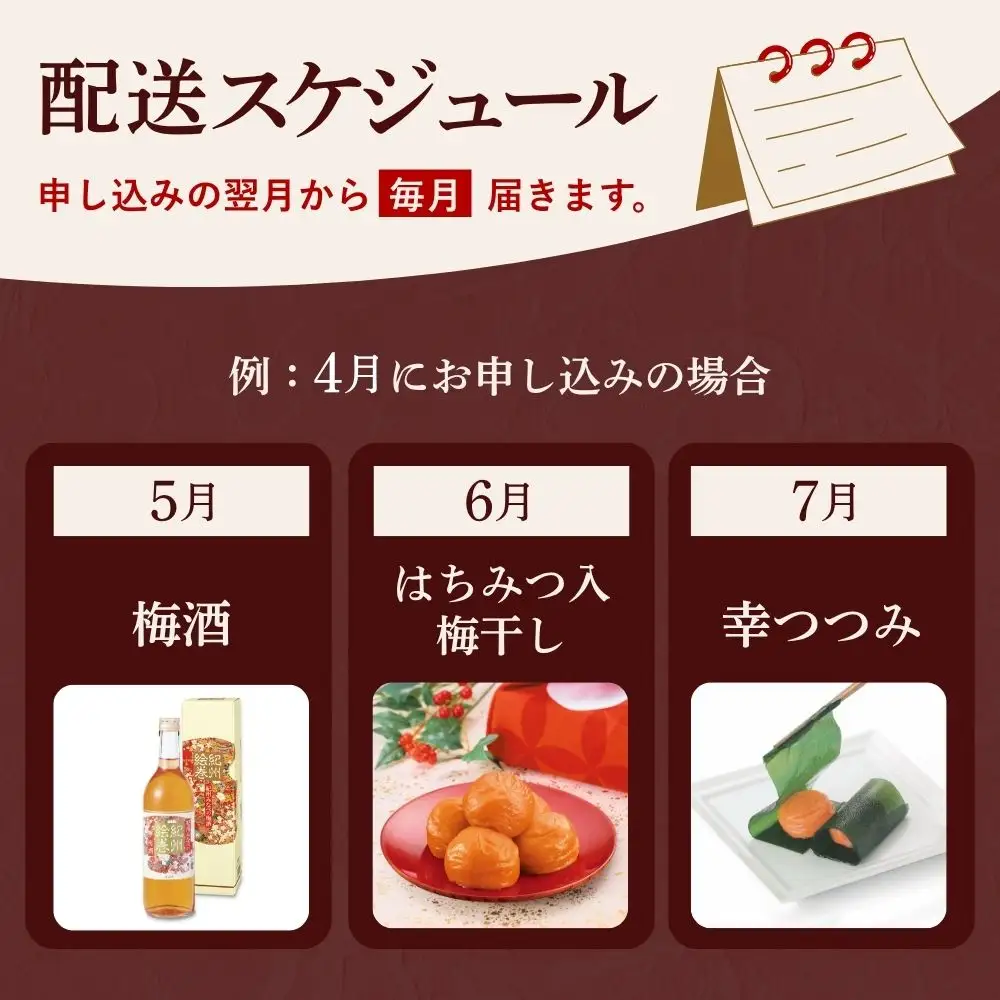 【定期便全3回】梅酒 梅干し 紀州南高梅 はちみつ梅 昆布包み梅 和歌山県みなべ町産 【umicbn-tkb001】
