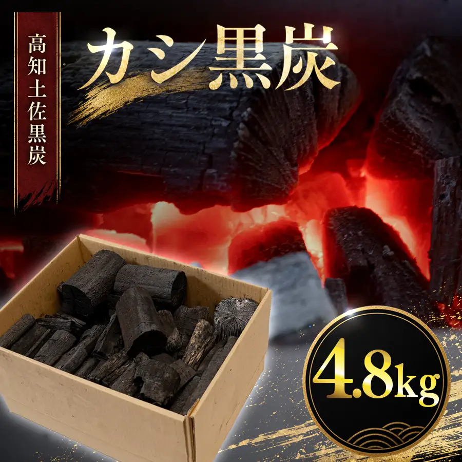 カシ黒炭 4.8kg 国産 黒炭 木炭 BBQ バーベキュー 土佐 ウバメガシ産地 樫100% 炭 火持ち 高火力 長時間燃焼 煙が出にくい 火付きが良い 七輪 火鉢 キャンプ アウトドア 炭火焼き 焼肉 お花見 業務用 高知県 大月町