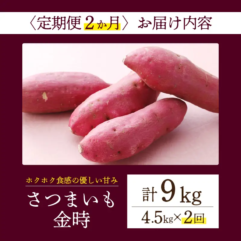 【定期便2ヶ月】さつまいも 金時 4.5kg・H130
