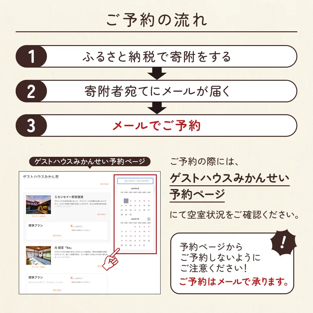 86-2 古民家ゲストハウスで過ごす1泊2日宿泊体験｜ゲストハウスみかんせい宿泊券（3-4人部屋）