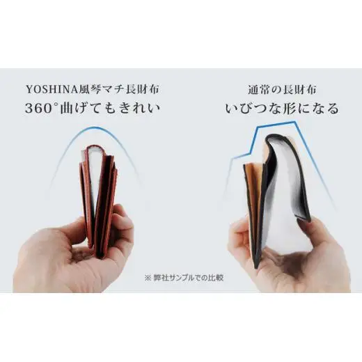 DV044【YOSHINA】コンパクト風琴マチ長財布（小銭入れ付き）サファイヤブルー
